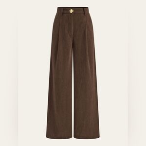 Commense Chocolate Wide-Leg Corduroy Pants